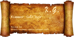 Kummer Gábor névjegykártya